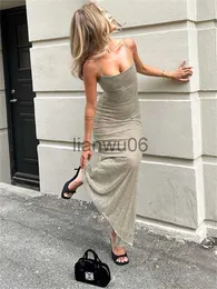 Podstawowe sukienki swobodne Tossy Backless cekin sexy maxi sukienka żeńska swobodna wysoka talia elegancka sukienka spaghetti dzianina moda dla kobiet sukienka J2308009