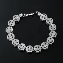 Gargantilha Masculina Hip Hop Face Smile Designer Gargantilha Exagerada Geometria Cheia de Cristal de Diamante Ouro 18K Prata Cuba Corrente Colares de Designer Pulseira Jóias