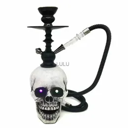 Conjunto de narguilés de caveira luz led olhos brilho usb recarga cachimbo tubo único narguile completo shisha com acessórios para narguilé hkd230809