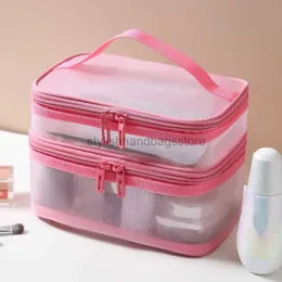 Kosmetiktaschen Hüllen 2023 Neue Mesh Transparente Make-up Aufbewahrungstasche Waschtasche Waschtasche Mesh Atmungsaktive Nagelaufbewahrungstaschenstyledhandbagsstore