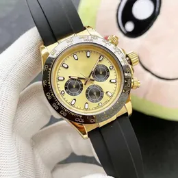 Moda dourada, relógios mecânicos automáticos masculinos de negócios, 40 mm, concha de aço inoxidável, cinto de borracha, pulseira de relógio, coroa de cerâmica, anel de arranhão, abertura montre