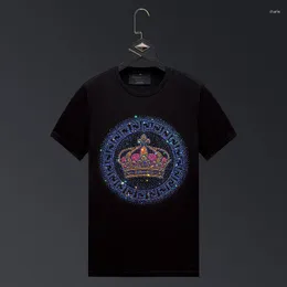 メンズTシャツ2023クラウンラインストーンメンズ衣類ファッションマンストリートウェアoネックスリムモーダルコットンショートスリーブTシャツプラスサイズ6xl