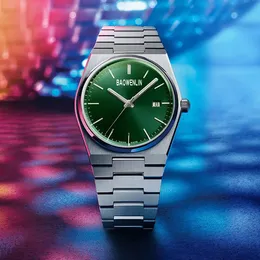 nuovo colore 8 orologio al quarzo da uomo verde design classico display calendario in acciaio inossidabile 40 mm orologi di design in vetro spesso t137 prx aaa orologi orologi da polso di lusso