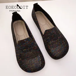 Dress Shoes Hollow-out Loafers Autumn Casual Shoes Women Flat Heel Square Toe Sneakers Summer Barefoot Shoes Moccasin Women Knitted Flats 230809