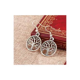 Dangle Chandelier Fashion Women Drop Earrings 925 Sier Fish Ear Hook 귀이 골동품 생명 나무 배달 보석 DH2BQ