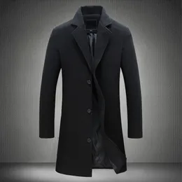 Men's Trench Coats Autumn Winter Mens Overcoat Long Coat Men Korean Slim Fit Oversize Woolen Casual Sleeve Black Outerwear 4xl 5xl 230809