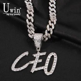 Hänghalsband Uwin Big Size Brush Letters Anpassade namn Pendent Halsband Full Iced Out for Men Hiphop Jewelry Gift J230809