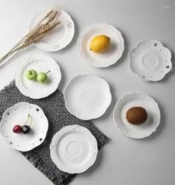 Piatti piatti in ceramica in rilievo in rilievo cucina caviglie decorazione del matrimonio a buffet porcellana di frutta occidentale