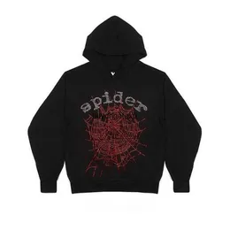 A8on Women's Hoodies Bluz Bluzy Hip-Hop Web Spider Rhinestone Wzorka Zwyciężona mężczyźni Pullover Esthetic Y2K Gothic Punk Harajuku swobodna bluza z kapturem