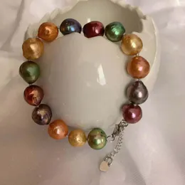 Strand 10-11mm Colorful Round Edsion Natural Freshwater Cultured Charms Pearl Bracelets For Women Girls Ladies