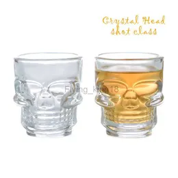 6Pcs 45ml Skull Head Shot Glass Clear Crystal Skull Head Glass Cup for Whiskey Wine Vodka Bar Club Beer Steins Halloween Gift HKD230809