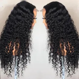 Perruque Cheveux Humain Naturel Deep Wave Frontal Peruka ludzkie włosy Czarne brazylijskie peruki dla kobiet naturalne