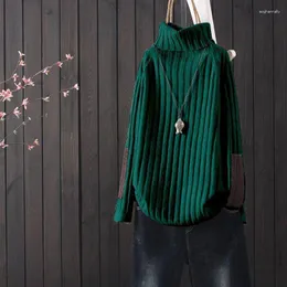 Kvinnors tröjor Spring Autumn Turtleneck Pullover tröja Löst mode All-Match Western Style Casual Long-Sleeved Soft Keep Warm