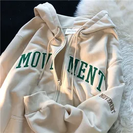 Moletons Femininos Moletons Vintage Carta Estampados Casuais Mulheres com Capuz Y2K Zíper Manga Longa Casaco Esportivo Moletom Feminino Harajuku Oversize Aesthetic Hoodies 230808