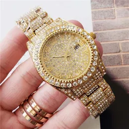 Бизнес -мужские бриллианты часы для мужчин -дизайнерские часы вокруг полного бриллиантового кольца. Кольцевые часы римские численные часы отмечать iced out watch day 2667