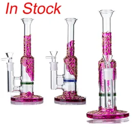 Heady Glass Water Bongs 9inch Hookahs Charm Purple Oil Rig Comb Perc Dab Rigs 14mm Female Honeycomb Perc Hookah Water Pipes Waterpipe