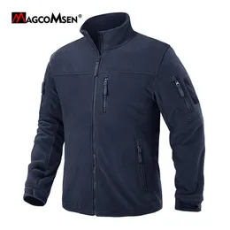 Mens Jackets Magcomsen Fleece Tactical Jacket Windproof Leightweight Unterwear Full Zip Warmth Hiking Work Travel 230808