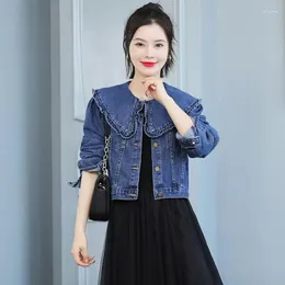 Giacche da donna Fashion Doll Collar Denim Coat Ladies 2023 Primavera Autunno Student Short Jeans Jacket Donna Elegante Capispalla allentato Tide G2472