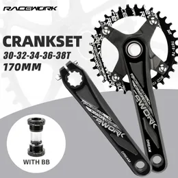 Cykelgrupper för cykel Crank Chainwheel 104BCD MTB Crankset Aluminiumlegering med botten 170 mm svart 32T 34T 36T 38T Plate 230808