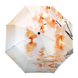 Зонтики желтый цветущий розовый синий печать бабочки не автоматическое 3 -разловое зонтичное устойчивое к ветру