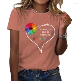 T-shirt da uomo T-shirt da donna Colorful Love Print Pullover Manica corta Moda Donna Camicetta 2023 Crop Top Y2k