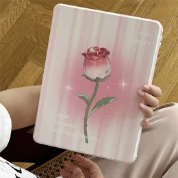 360 Rotaion Rose Flower Case for iPad 10th Gen 10.9 iPad Pro 12.9 11 Case iPad Air 5 Air 4 iPad 10.2 Funda with Pencil Holder HKD230809