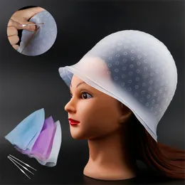 Capa de corte Silicone Capinha para Coloração Capilar Gancho Agulha Coloração Profissional Iluminadora Conjunto Reutilizável Congelante Tingimento Ferramentas Salão de Beleza 230809