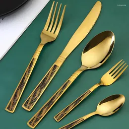 Обеденный зал наборы ужина нож Main Fork Spoon Set Black and Gold Handl Western Dableware Tool Домохозяйство из нержавеющей стали Фрукты