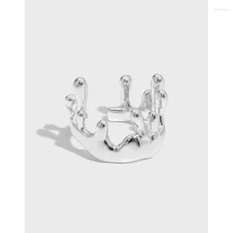 Cluster Ringe CHOZON 925 Sterling Silber Offener Ring Persönlichkeit Retro Öffnung Unregelmäßige Falten Wassertropfen Lava Für Frauen Mädchen Party