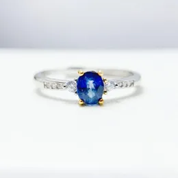 Cluster Rings Natural Real Blue Sapphire Ring 925 Sterling Silver Finger 4 5mm 0.5CT Gemstone Fine Jewelry T23603