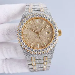 Relógio de diamantes feito à mão Relógio mecânico automático masculino 42 mm com aço cravejado de diamantes 904L Safira Relógio de pulso feminino Montre de Luxe-04