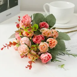 Decorative Flowers Wreaths 21 Heads Artificial Rose Bouquets Decoration for Table Home Wedding Bridal Long Bouquet Arrange Valentine s Day Presents 230808