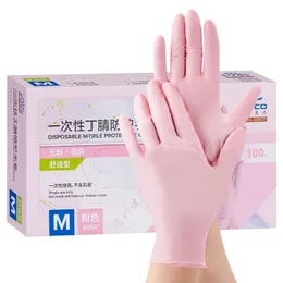 Cleaning Gloves Pink Disposable 100Pack Nitrile Powder Latex Free NonSterile Food Beauty Salon Kitchen Household 230809