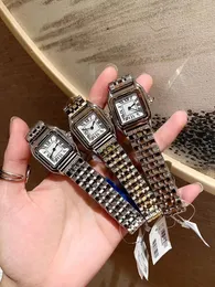 Klasyczne eleganckie designerskie zegarek damski Panthere Fashion Proste zegarki 30 mm kwadrat Pełny stale nierdzewne Diamentowe kobiety złote srebrne zegarek Montre de Luxe C845