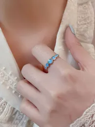 2023 Fashion Japan Sydkorea Ny stil Temperament Gem Ring S925 Silver Blue Australian Treasure Versatile Simple Ring Female