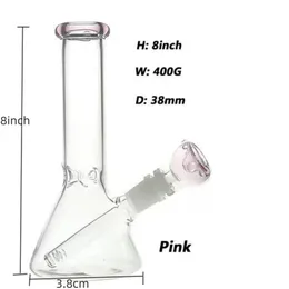 8 인치 두꺼운 유리 물 담뱃기 봉 컬러 미니 봉 파이프 리그 8 인치 비이커 또는 14/19mm 다운 스템 및 그릇