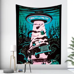 Cobertor Alien UFO Tarot Cena Psicodélica Decoração de Casa Tapeçaria Hippie Mandala Pendurado na Parede Boho Yoga Mat Quarto 230808