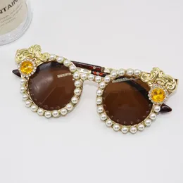 Sunglasses Diamond Ladies Brand Designer Party Women Glasses Rhinestone Season Pearl Girls Eyewear Lunette De Soleil Femme