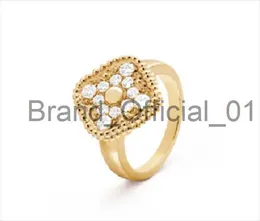 Parringar Lucky Clover Ring Four Leaf Cleef Gold Rings for Women Mens Luxury Wedding Rings and Box X0809
