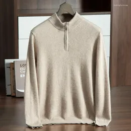 Maglioni da uomo ZOCEPT Marca Mezza dolcevita Maglione con cerniera per uomo Autunno Inverno lavorato a maglia Casual Morbido Abbigliamento caldo Capra Cashmere Pullover