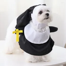 Dog Apparel Pet Costume Set Three-dimensional Modeling Nun Style Contrast Color Dress Up Cosplay Halloween Transform Clothes