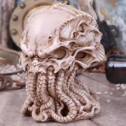 装飾的なオブジェクト図ハロウィーンホームデコレーションCthulhu Mythos Statue Resin Octopus Craft Figurine Accessories Skull Ornament 230809