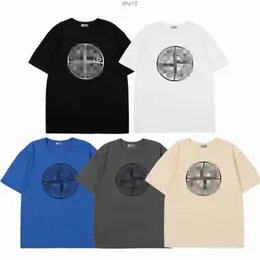 アイランドデザイナーTシャツ夏のメンズウェア通気性ルースレタープリント愛好家ストリートファッションバーシティコットンTシャツ小さな刺繍