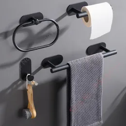 Bathroom Shelves Wall Mount Toilet Towel Paper Holder Adhesive Black Silver Kitchen Roll Stand Hanging Napkin Rack Accessories WC 230809