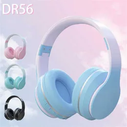 DR56 BluetoothワイヤレスヘッドフォングラディエントカラーHifiゲームヘッドセットノイズ低下スポーツヘッドフォン用ヘッドフォンギフトhkd230809