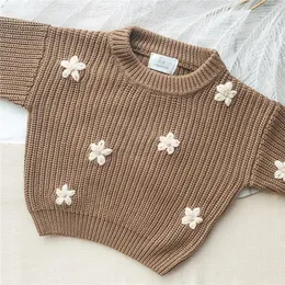 Pullover 8 colori autunno inverno bambini manica lunga fiore maglia maglione bambino bambini ragazzi ragazze maglioni maglione vestiti 230808