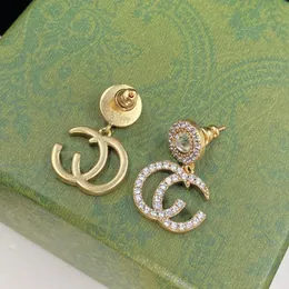 Luxury Gold Stud Earrings Designer For Women Diamond round Earrings Stud Letter Earrings Jewelry Set Valentine Day Gift Engagement 2024