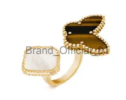 Paarringe Lucky Clover Ring vier Blatt Cleef Goldringe für Frauen Männer Luxus Eheringe x0809 x0813 x0823