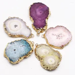 Collane con ciondolo 6 pz/lotto Moda Pietra Naturale Irregolare Druzy Agate Pendenti Placcato Oro Collana di Fascino Reiki Gioielli Orecchini