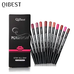 Läppstift Qi 12 Färger Läppfoder Pennan Set Naken Matte Lipsliner Vattentät långvarig professionell sminkpaket 230808